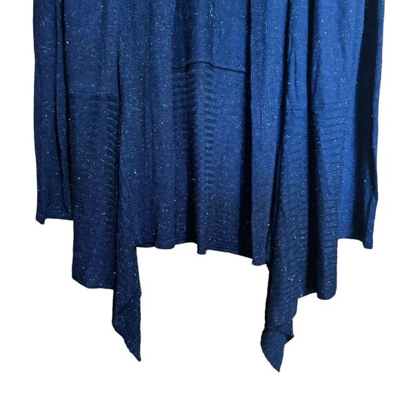 APT 9 Cardigan Womens Medium Blue Metallic Fuzzy Open Drape Sweater Ladies - Picture 4 of 8